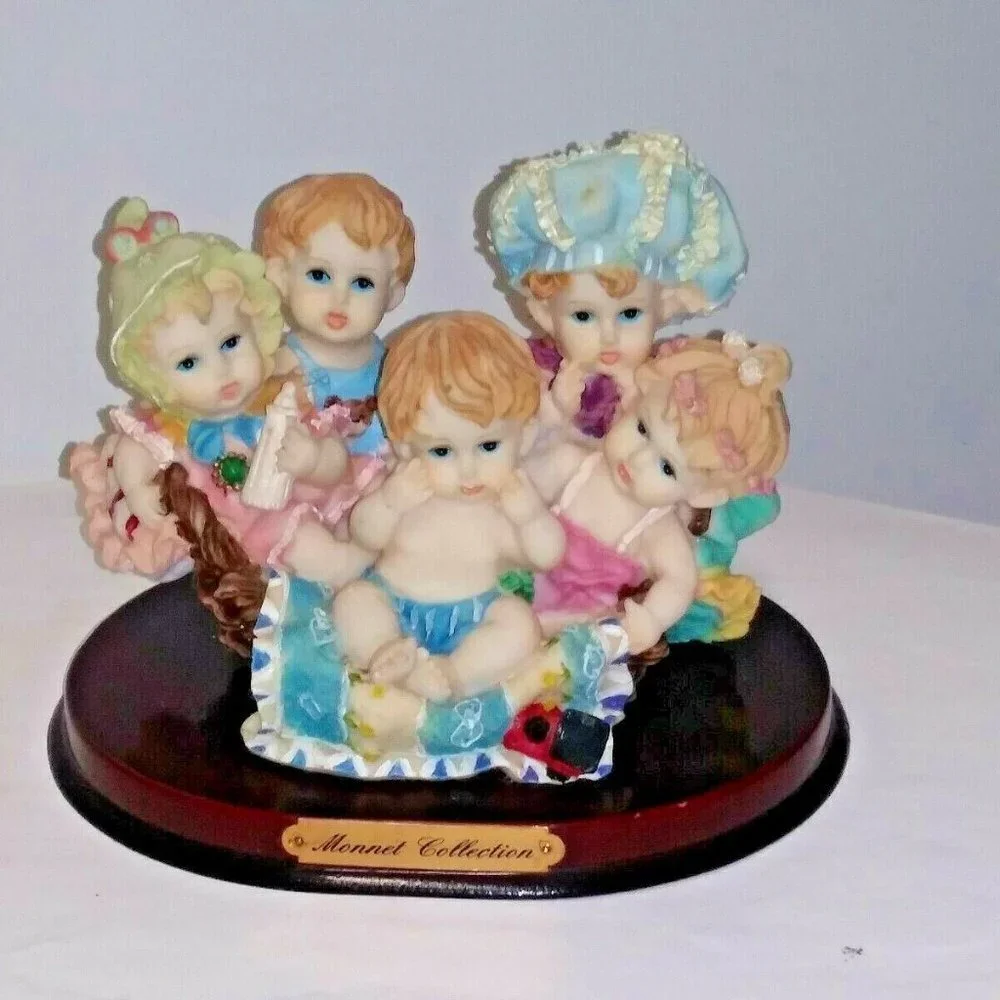 Monnet Collection Resin Figurines of Children sitting playing collectible EUC